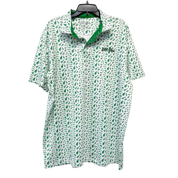 Old Row Men's #1 Pregamer Green & White Printed Polo Short Sleeve Size 3XL - Picture 1 of 5